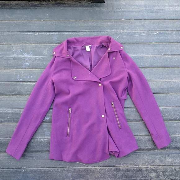 Bar III Jackets & Blazers - Bar III Plum Moto Crepe Jacket